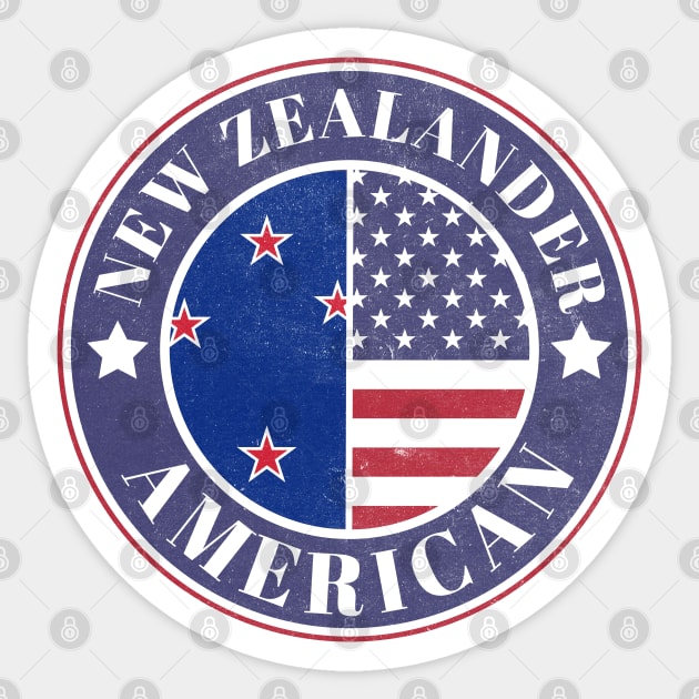 Proud New Zealander-American Badge - New Zealand Flag Sticker by Yesteeyear